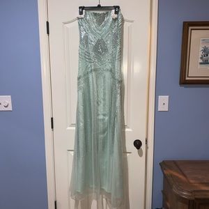 Adrianna Papell Collection Mint Green Beaded Gown